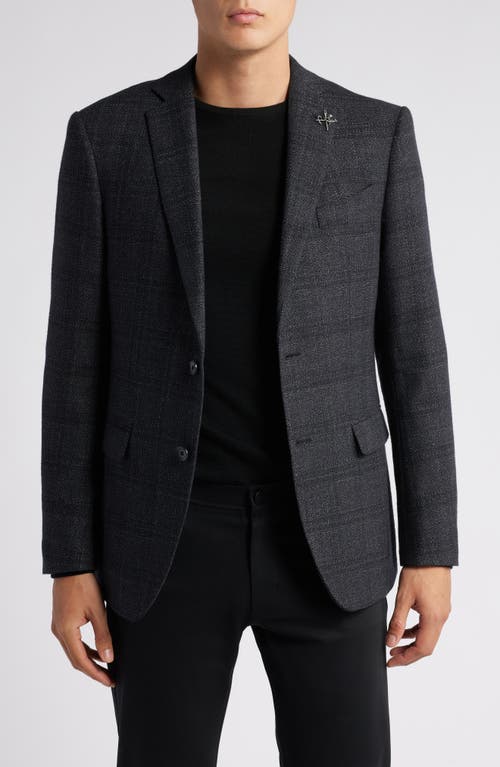 John Varvatos Shadow Check Wool & Cotton Sport Coat in Black 