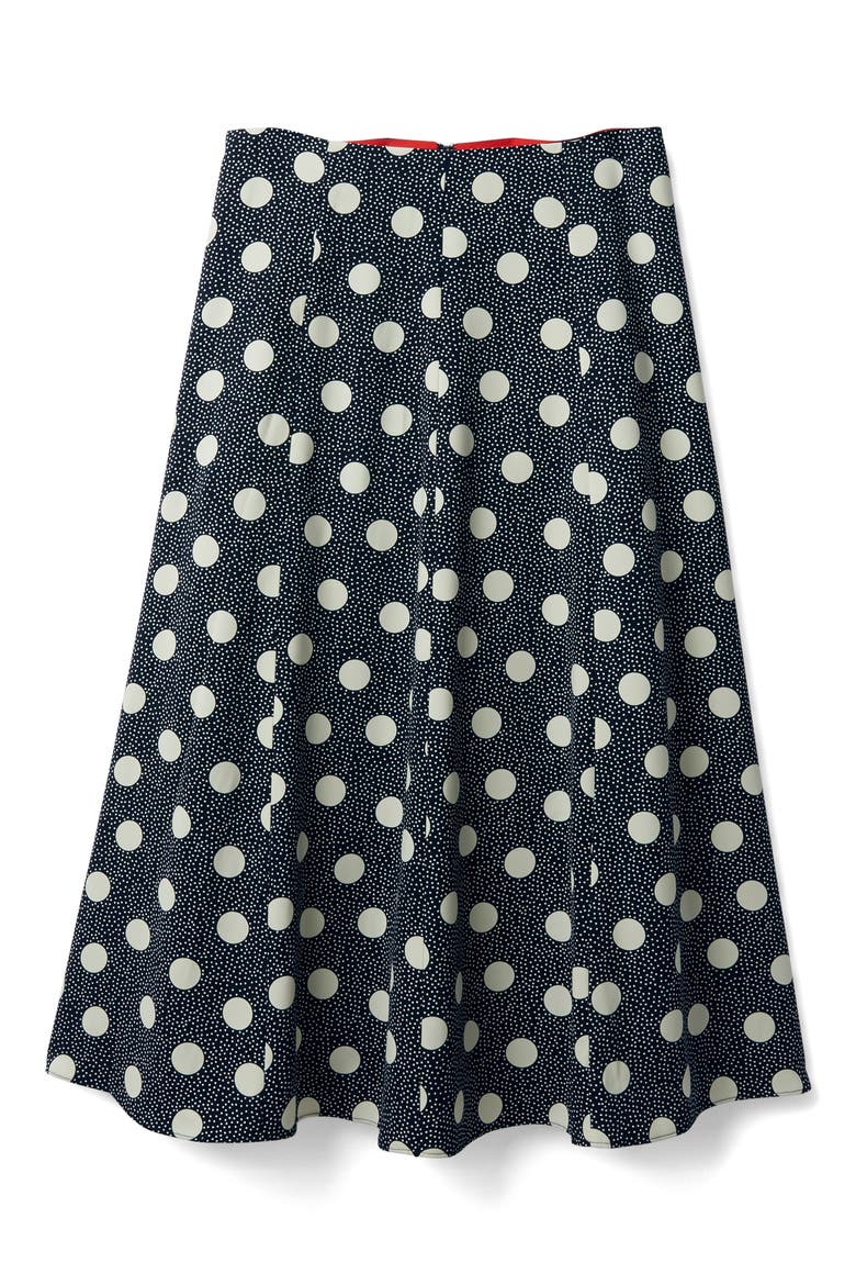 Floaty Polka Dot Midi Skirt, Alternate, color, NAVY SPOT ON SPOT