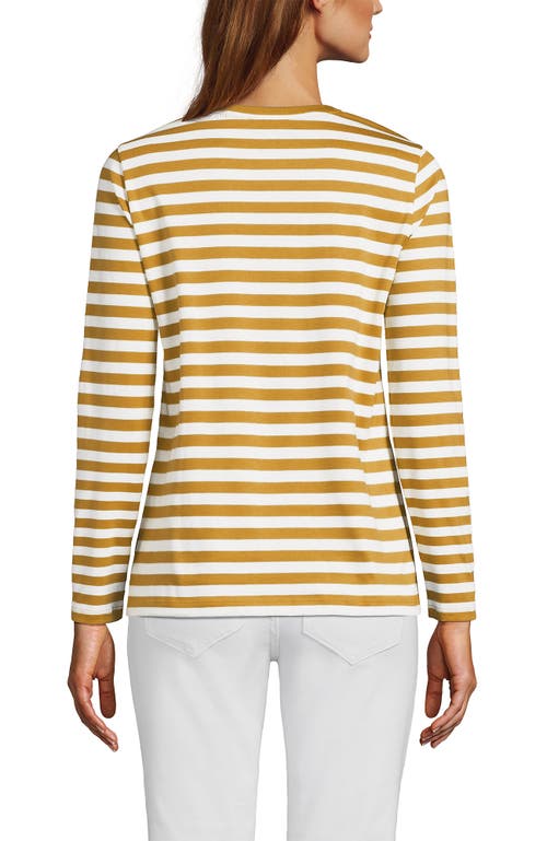 Lands' End Relaxed Supima Cotton Long Sleeve V-neck T-shirt In Yellow