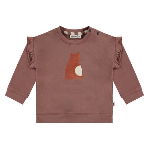 Ruffle Sleeve Bear Sweatshirt