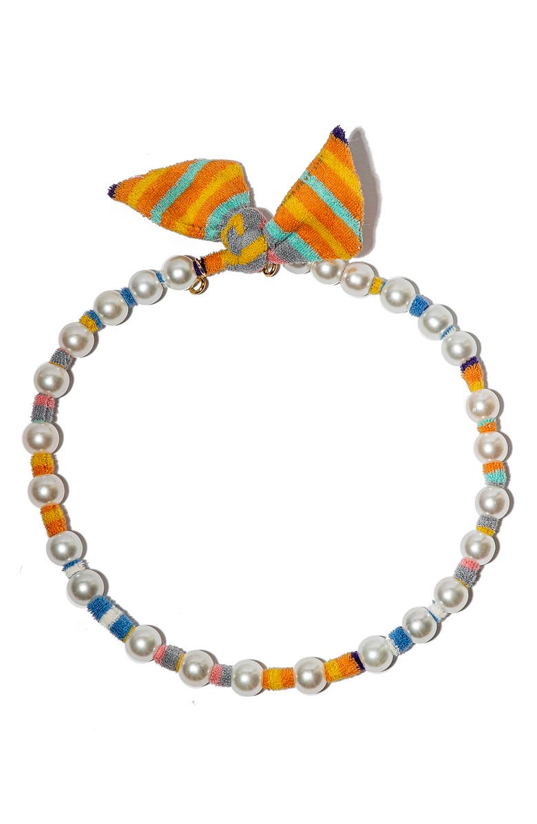 Lele Sadoughi Imitation Pearl Scarf Necklace, Main, color, 