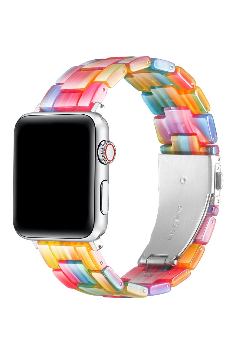 Claire Resin Link Watchband, Alternate, color, RAINBOW