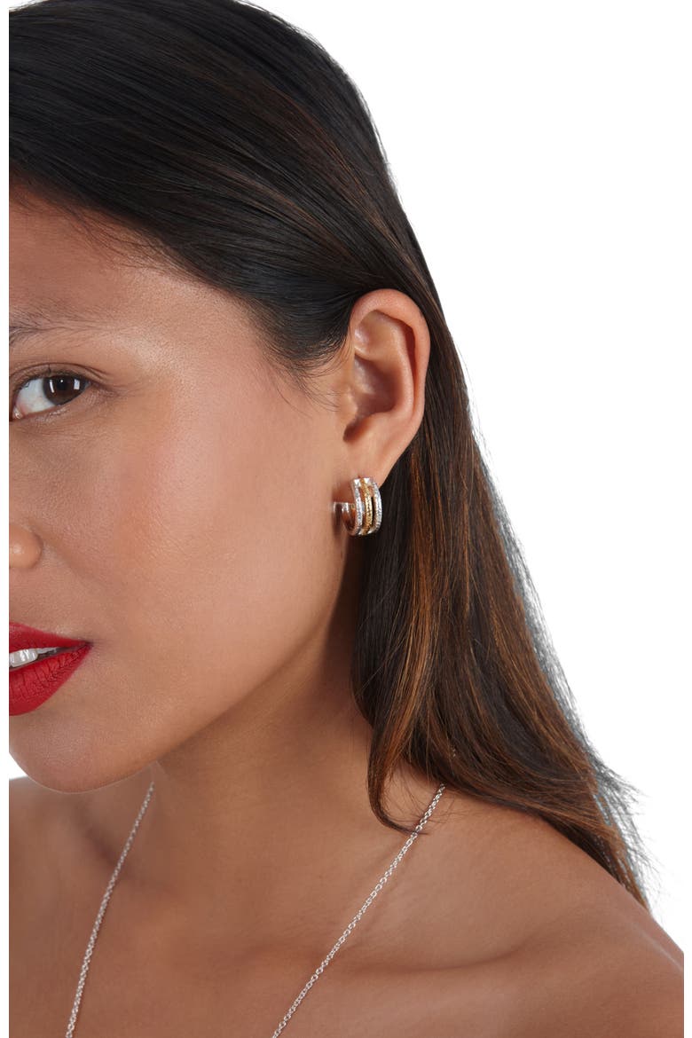 Multi Finish Triple Hoops, Alternate, color, Sterling Silver