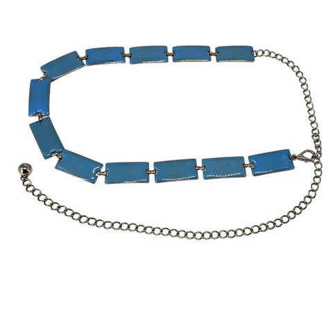 Vintage 1960s70s Blue Enamel Chain Belt