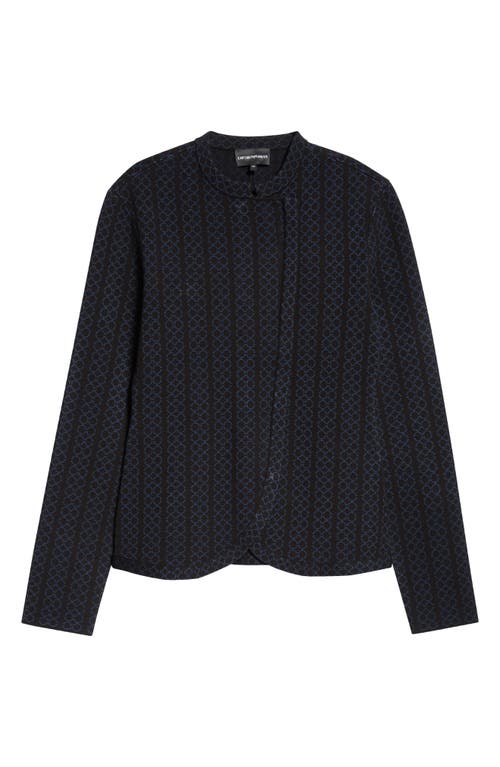 Emporio Armani Vertical Stripe Asymmetric Jacket In Solid Black
