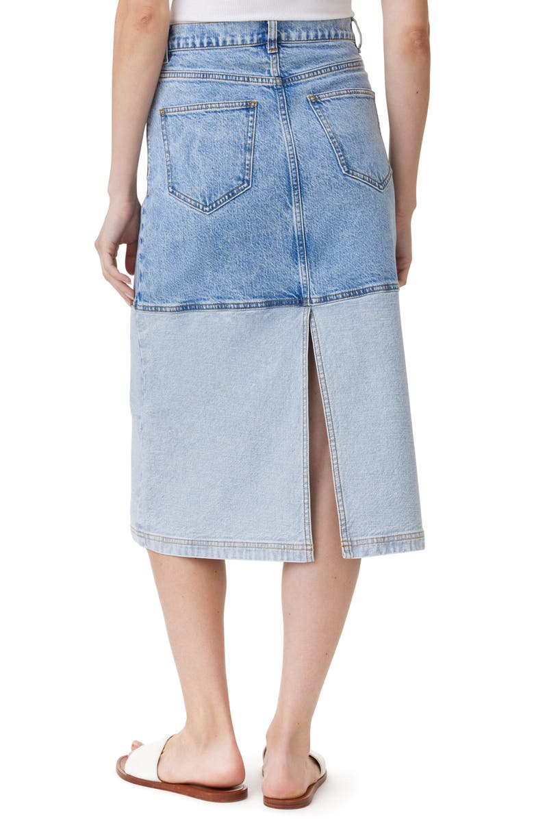 Habitual Colorblock Denim Midi Skirt, Alternate, color, Pacific
