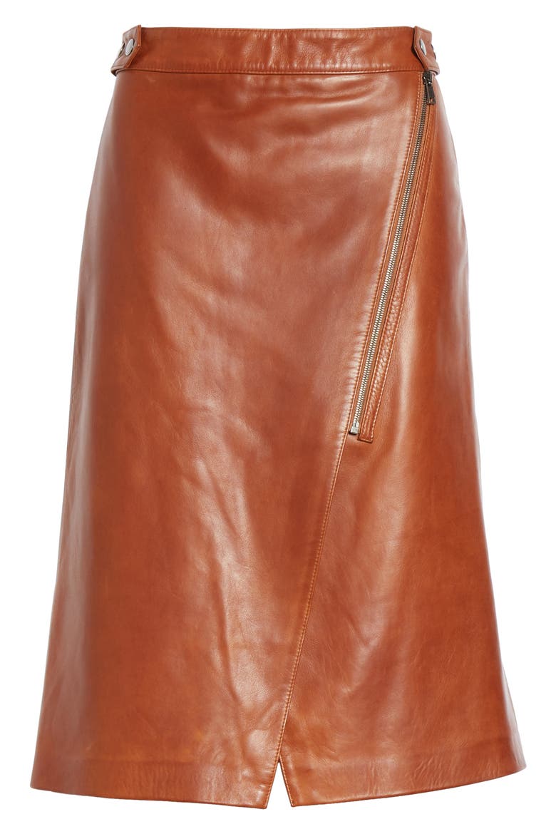 Faux Wrap Leather Skirt, Alternate, color, RUST BISQUE