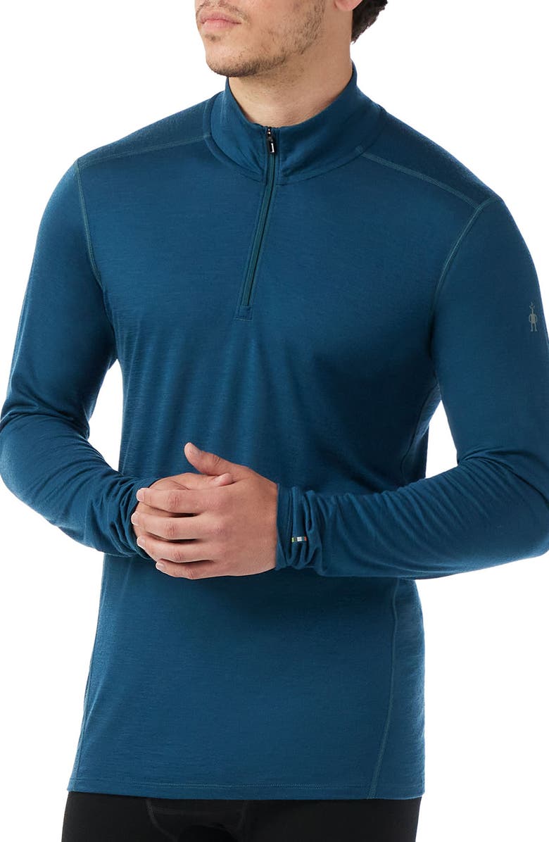 Smartwool Classic All Season Merino Wool Blend Quarter Zip Base Layer, Main, color, Twilight Blue