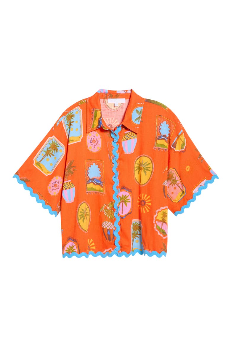 Maury Postcard Marnie Button-Up Shirt, Alternate, color, RED MULTI