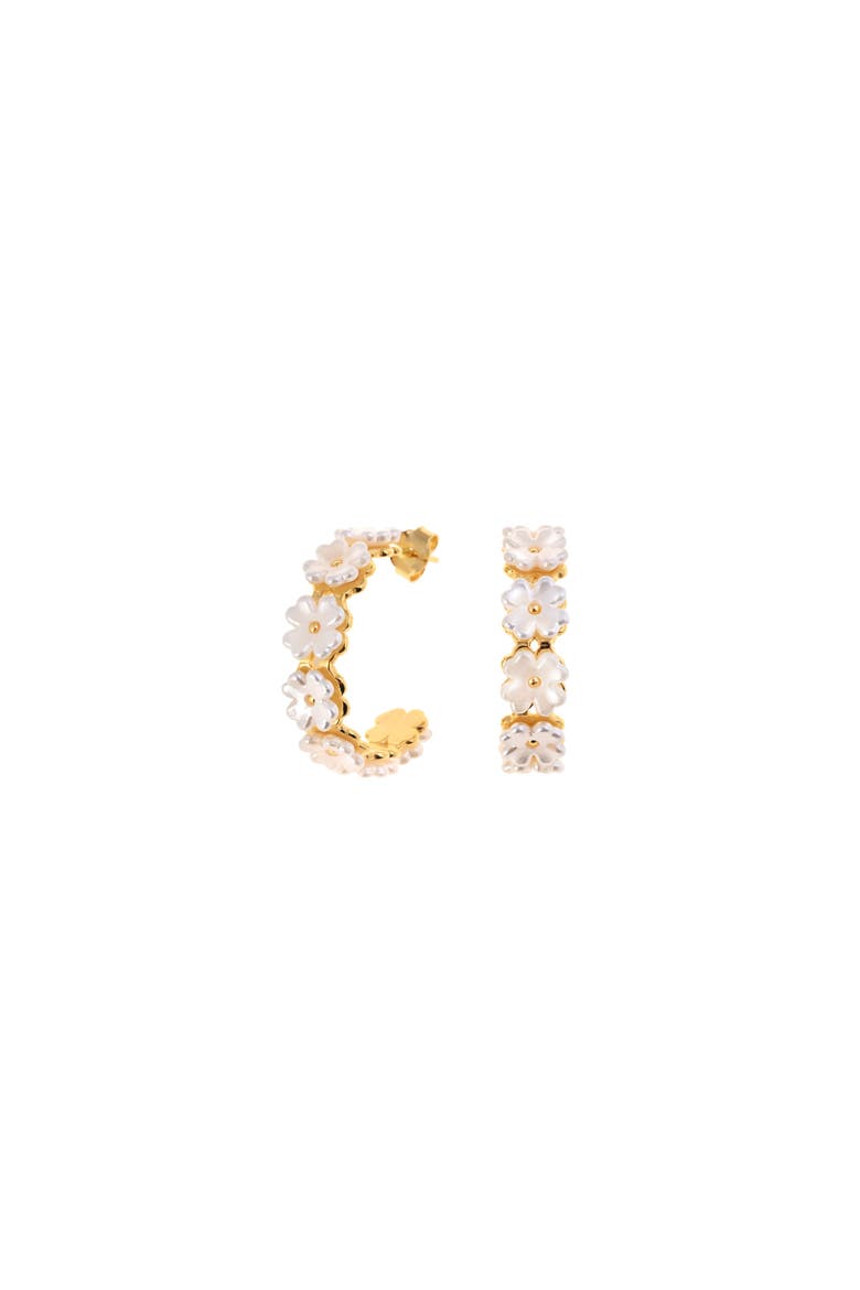 Flowers Hoops, Main, color, Silver Gold Plated