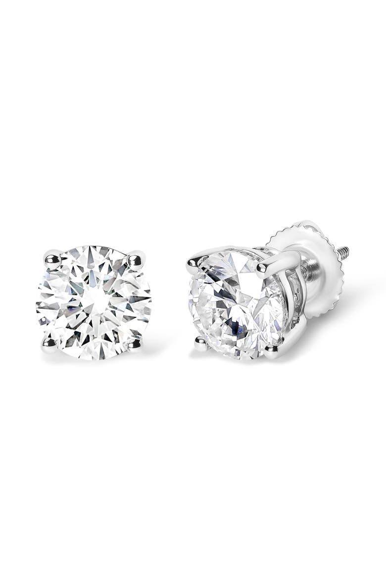 14K White Gold 2 3/4 Cttw Round Brilliant-Cut Lab Grown Diamond Classic 4-Prong Stud Earrings, Alternate, color, White Gold