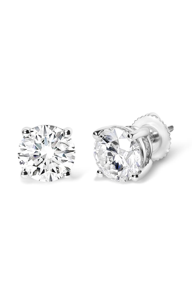 Haus of Brilliance 14K White Gold 2 3/4 Cttw Round Brilliant-Cut Lab Grown Diamond Classic 4-Prong Stud Earrings, Alternate, color, White Gold