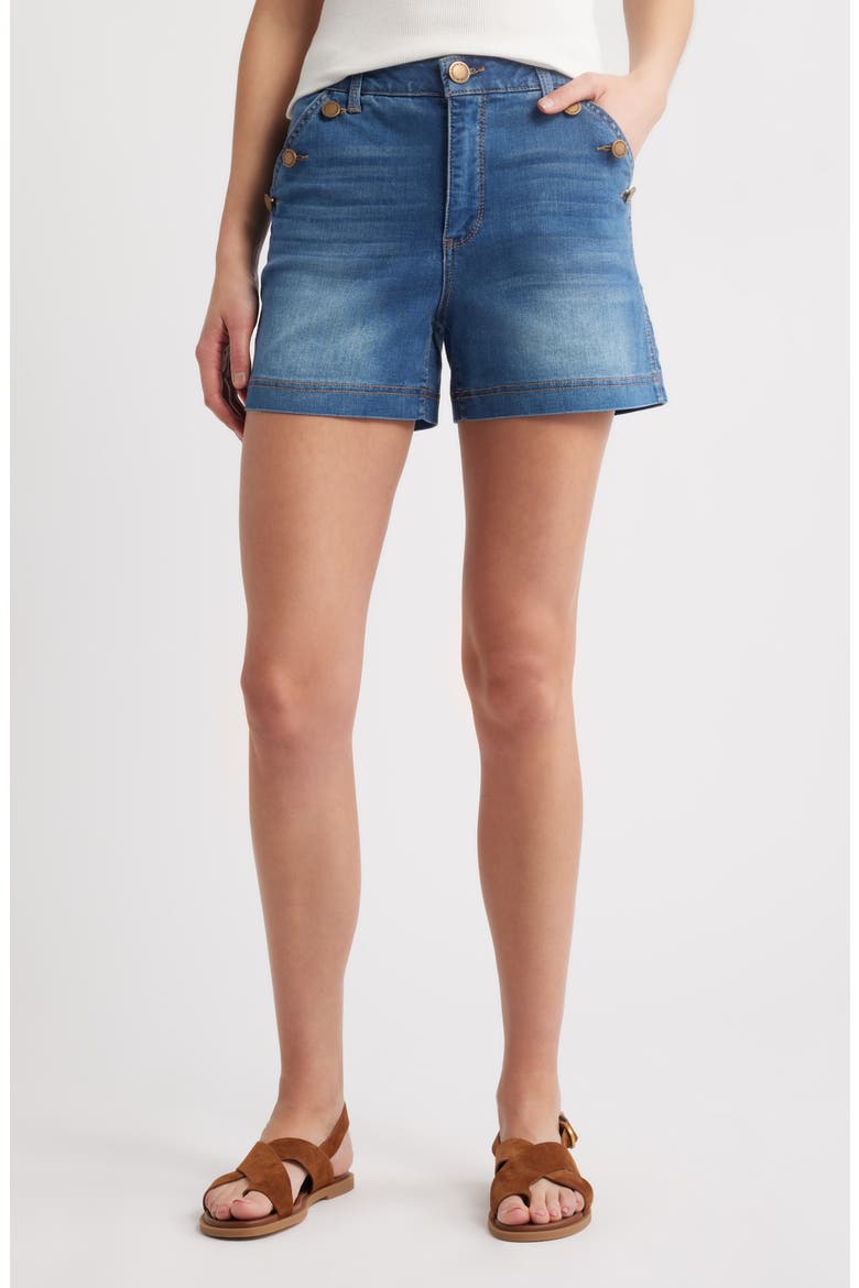 Skyrise Denim Sailor Shorts, Main, color, MID BLUE