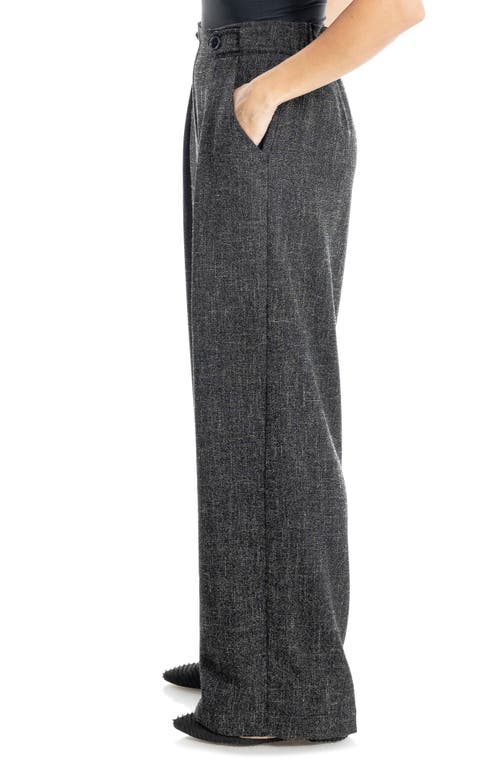 Max Studio Soft Pleat Front Trousers In Black Melange