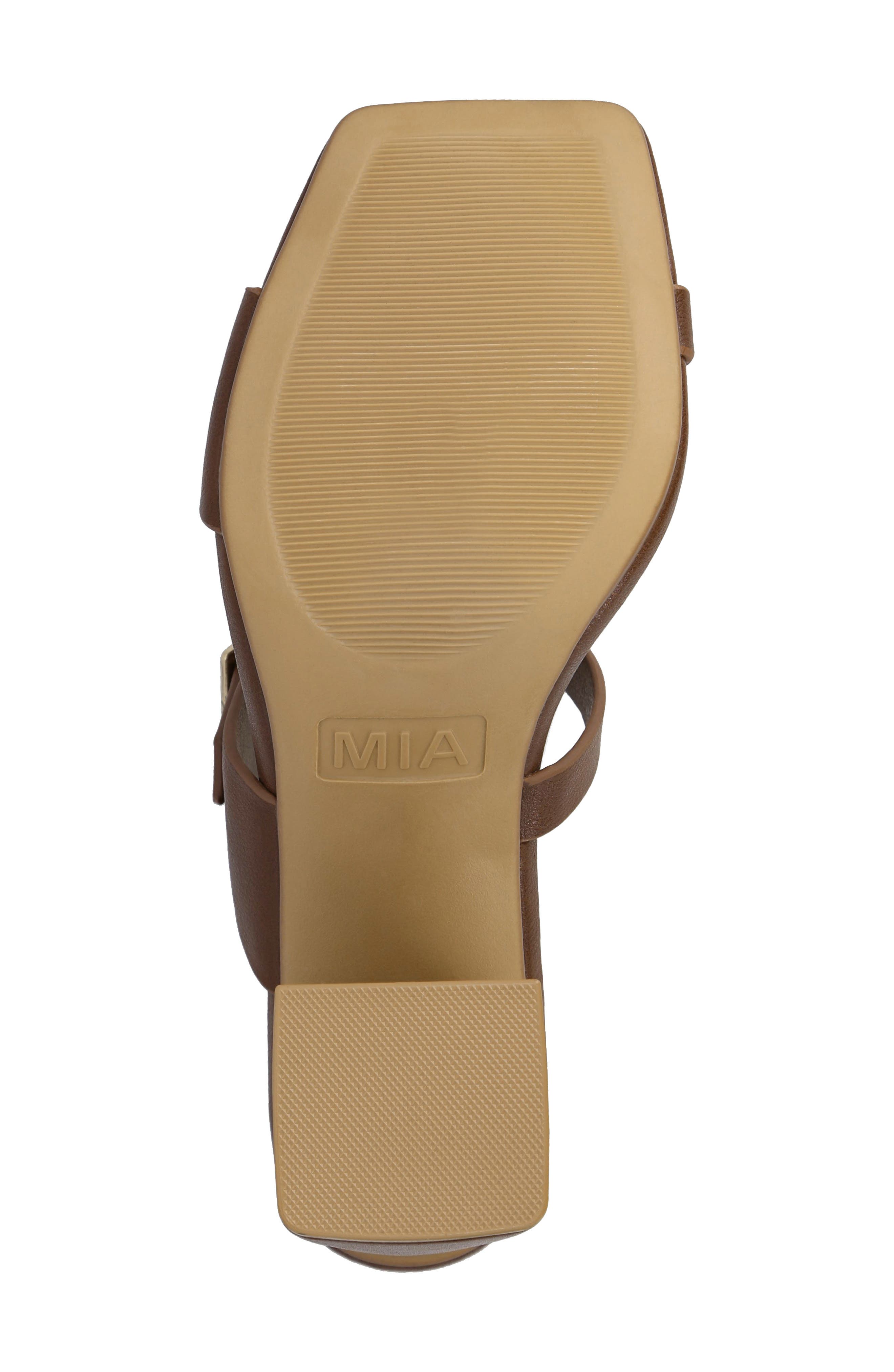 MIA Rene Double Buckle Block Heel Sandal, Alternate, color, Brown
