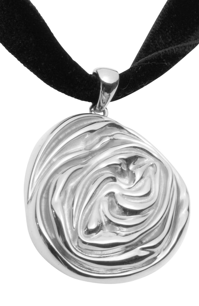 Sterling King Rosette Pendant Necklace, Alternate, color, Silver