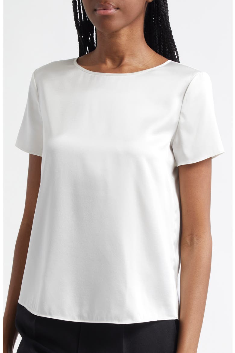 Satin Stretch Silk T-Shirt, Alternate, color, WHITE