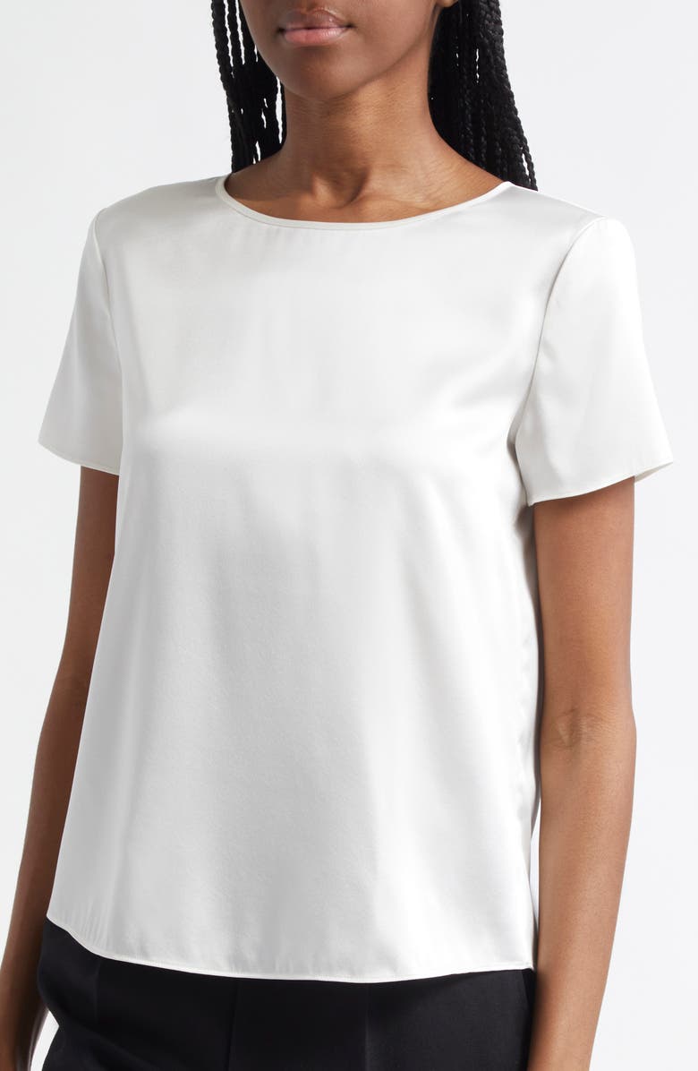 Emporio Armani Satin Stretch Silk T-Shirt, Alternate, color, White