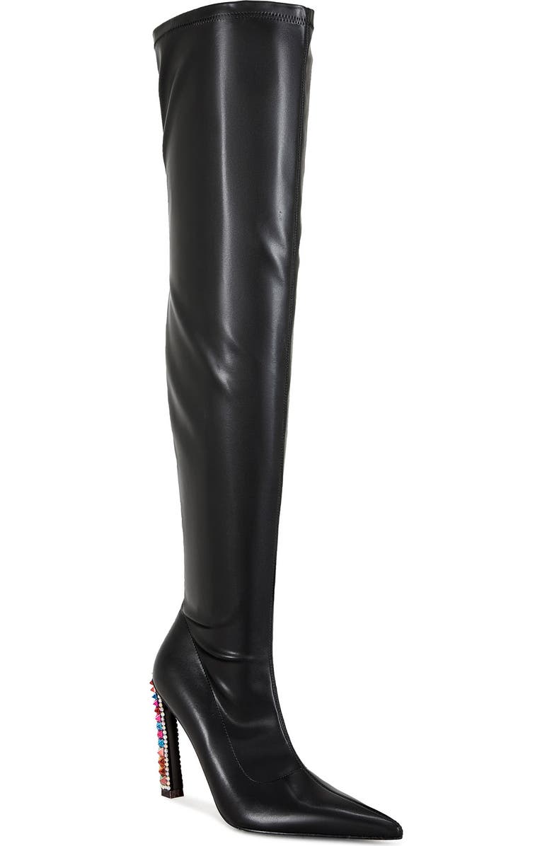 AZALEA WANG Cosmic Bling Over the Knee Boot, Main, color, Black