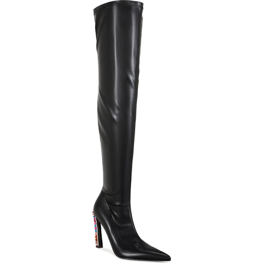 Azalea Wang Cosmic Bling Over The Knee Boot In Black
