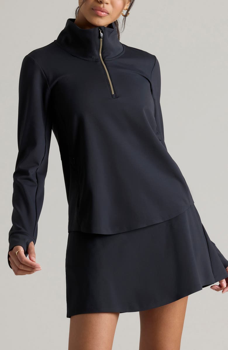 Rhone Course to Court Long Sleeve Quarter Zip Top, Main, color, Black