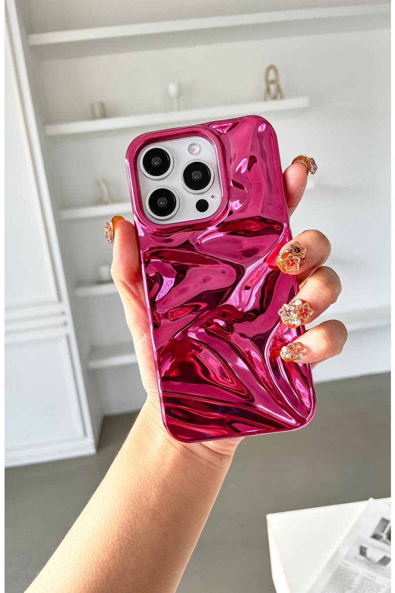 Fuchsia Crinkle iPhone 16 Pro Max Case, Alternate, color, FUCHSIA
