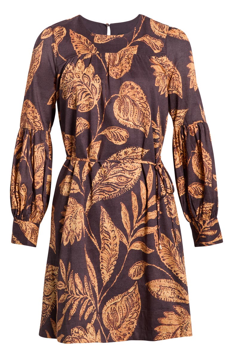 Halogen<sup>®</sup> Volume Long Sleeve Tie Waist Cotton Dress, Main, color,