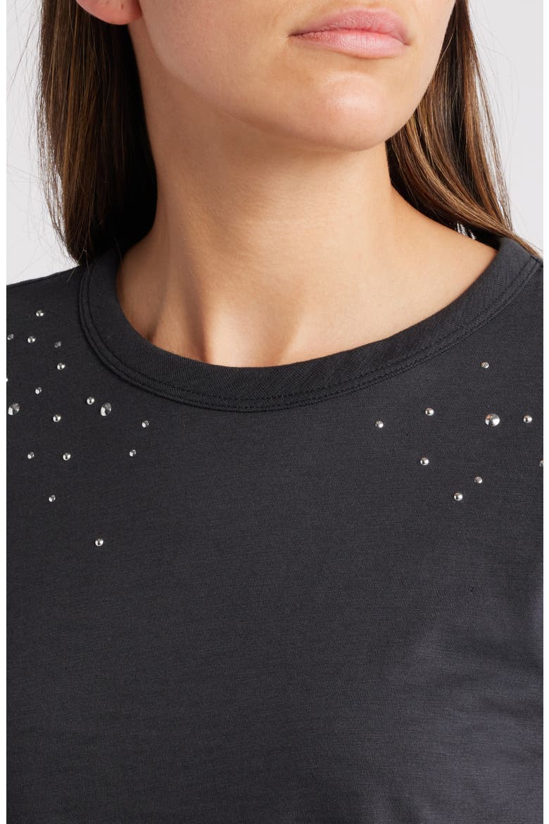 Studded Cotton Crewneck T-Shirt, Alternate, color, BLACK