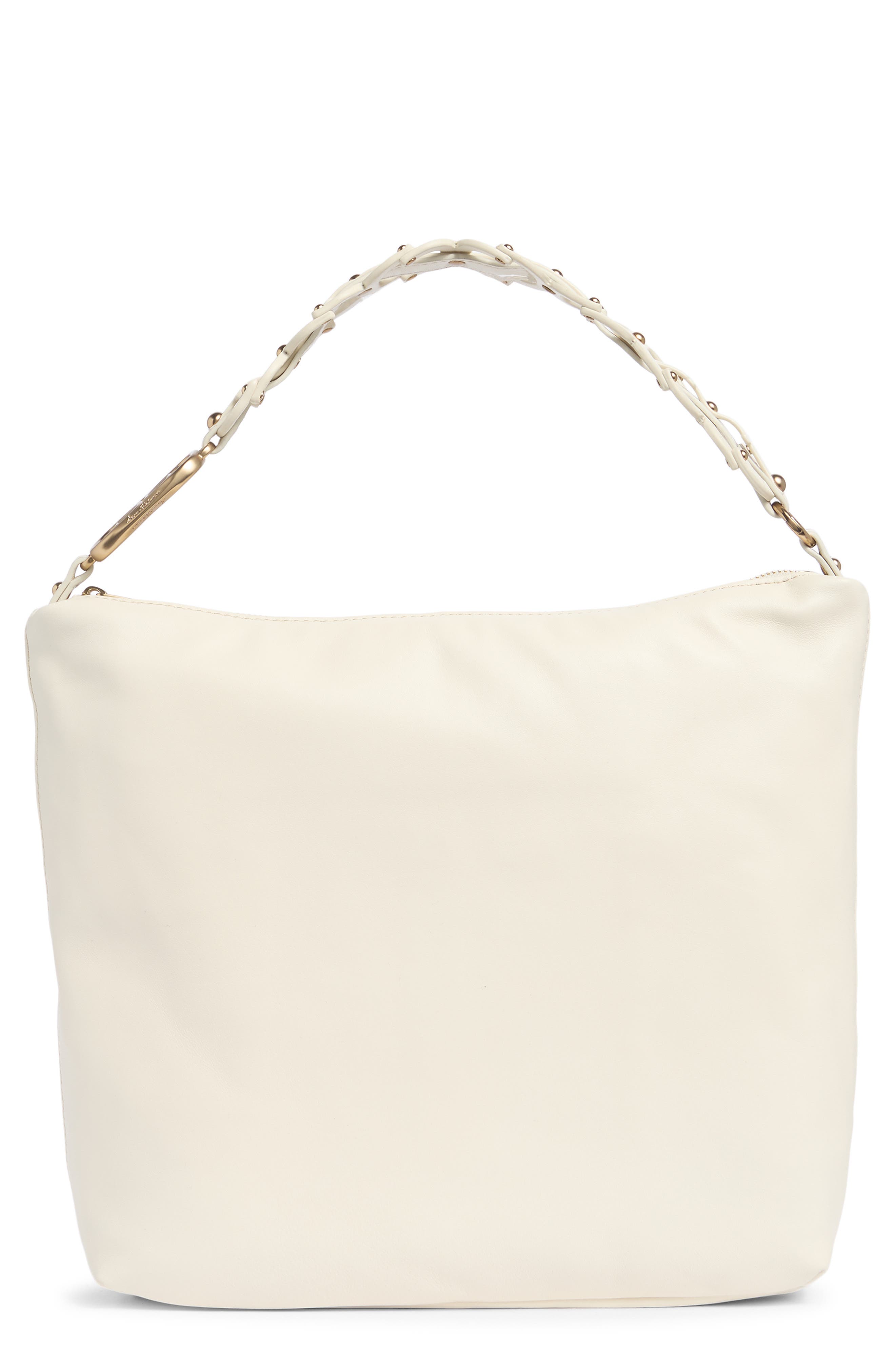 Sam Edelman Marilyn Chain Link Leather Shoulder Bag, Main, color, Ivory