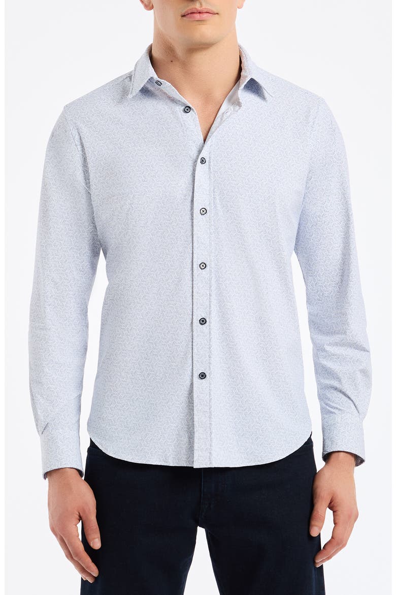 Asterisk Knit Button-Up Shirt, Main, color, BLUE MULTI