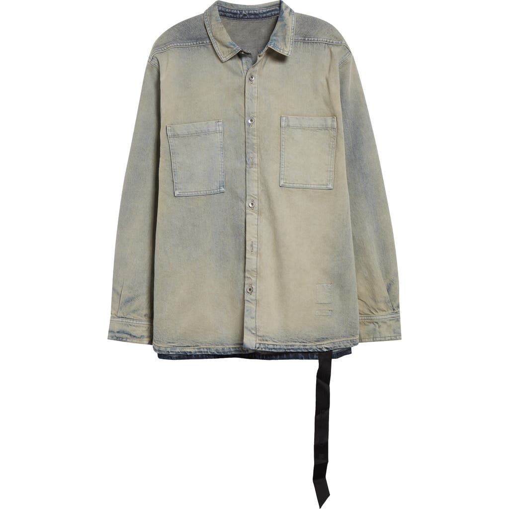 Rick Owens Drkshdw Jumbo Denim Outershirt In Gray