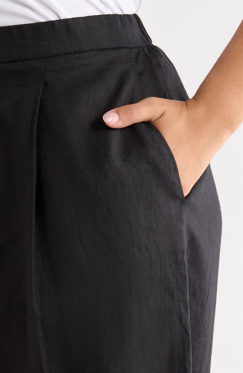 Eileen Fisher High Waist Organic Linen Crop Wide Leg Pants, Alternate, color, Black