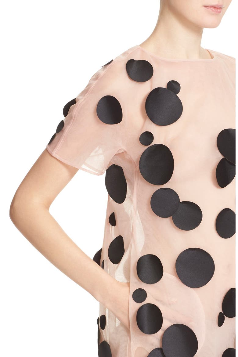 Mesh Shift Dress, Alternate, color, NUDE/ BLACK