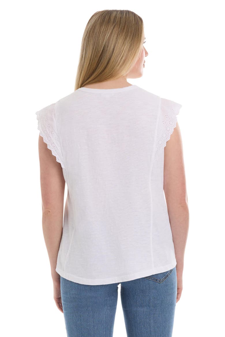 Eyelet Cap Sleeve Tee, Alternate, color, White