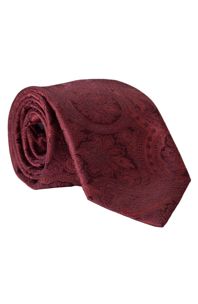 Elizabetta Vienna - Silk Jacquard Tie for Men, Main, color, Burgundy