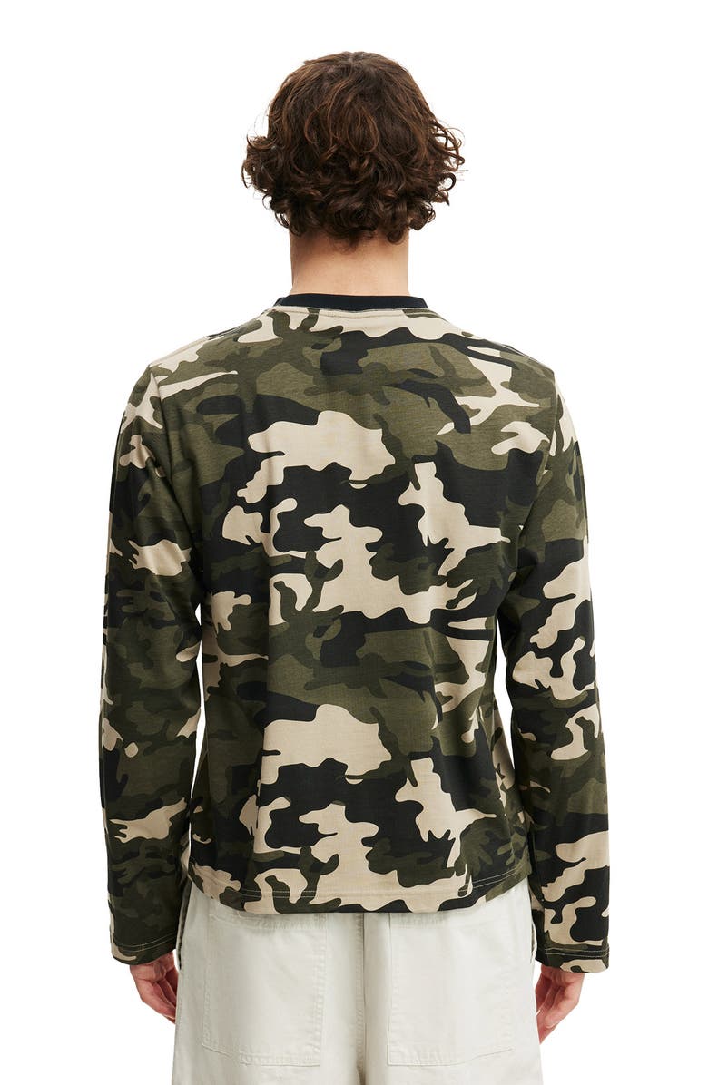 Cotton On Men's Cropped Long Sleeve T-Shirt, Alternate, color, Forest Camo