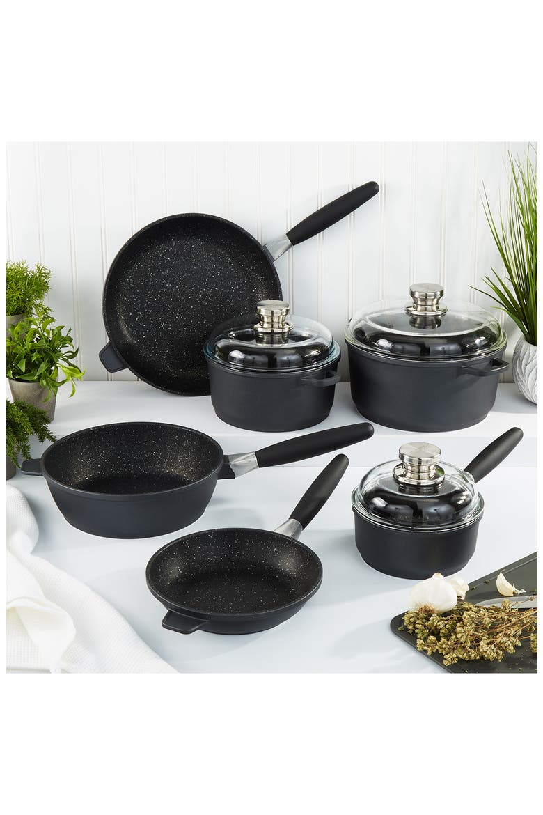 Eurocast 9-Piece Nonstick Cookware Set, Alternate, color, BLACK
