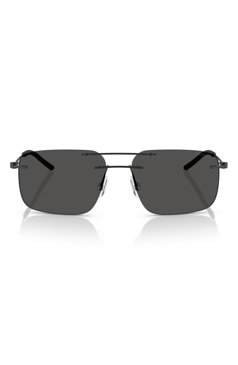 Moncler 56mm Rimless Rectangular Sunglasses, Main, color, Matte Black