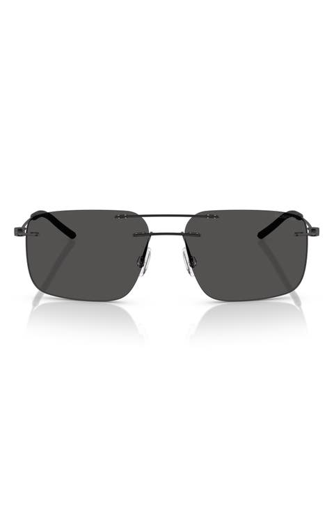 56mm Rimless Rectangular Sunglasses