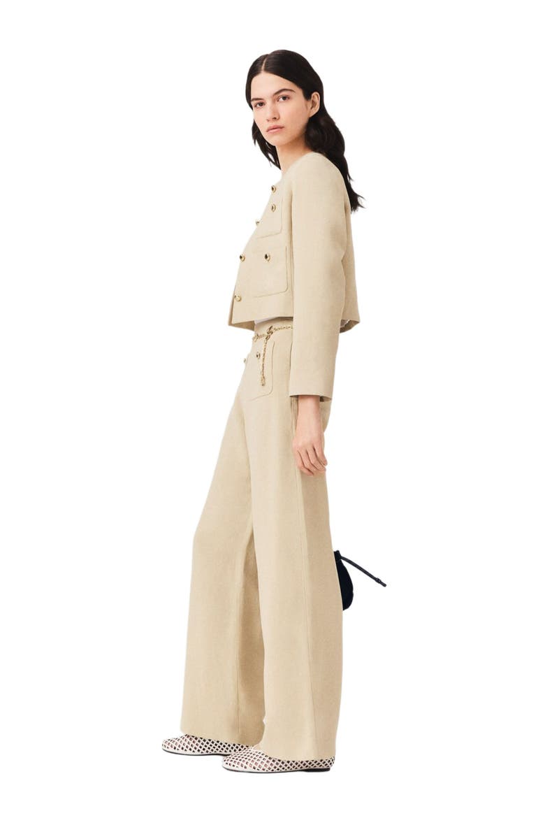 Linen blend suit trousers, Alternate, color, Beige