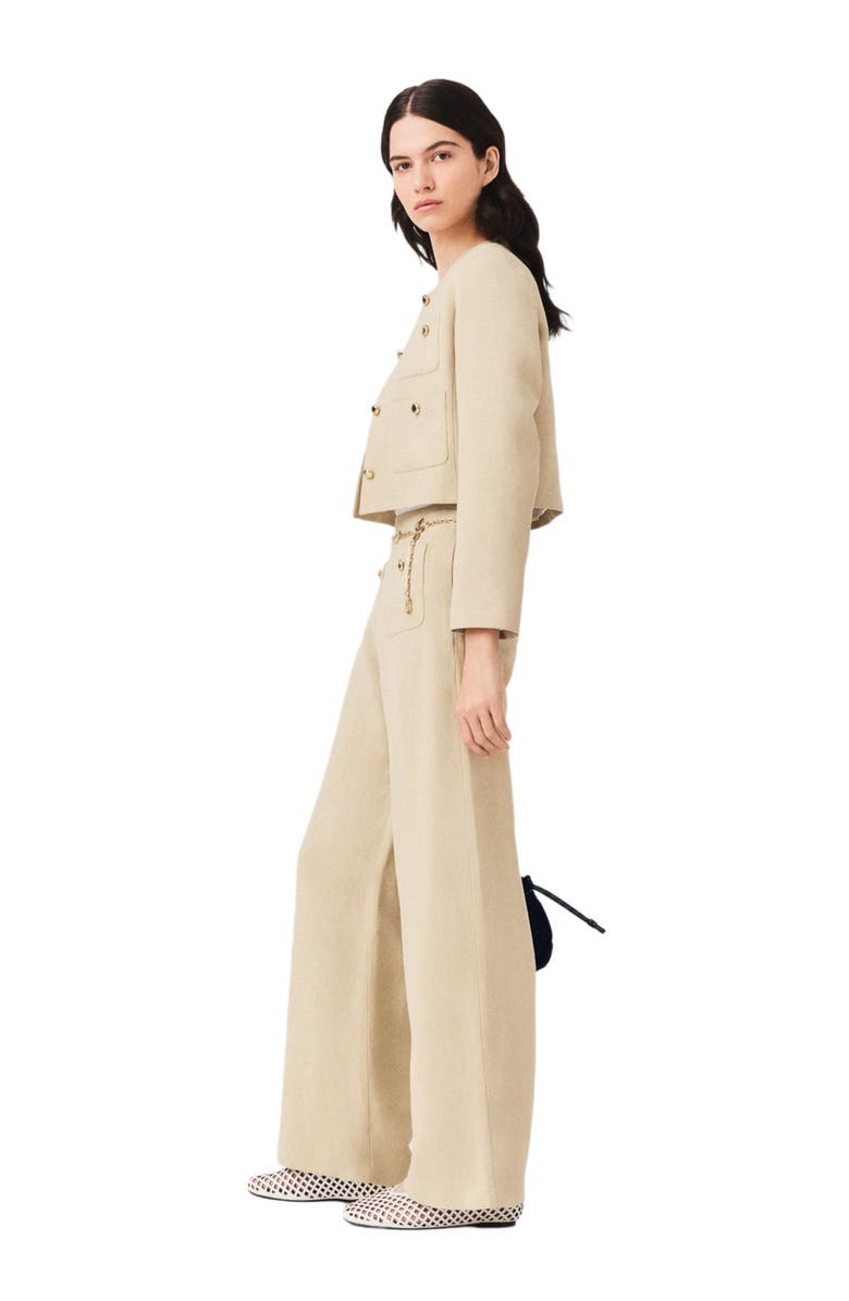 maje Linen blend suit trousers, Alternate, color, Beige