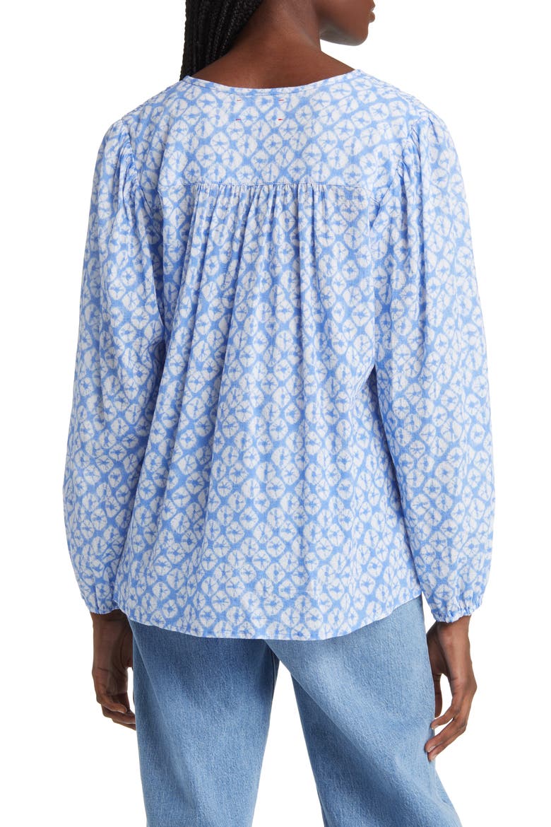 Emryn Abstract Print Cotton Peasant Top, Alternate, color, RIO SHELL