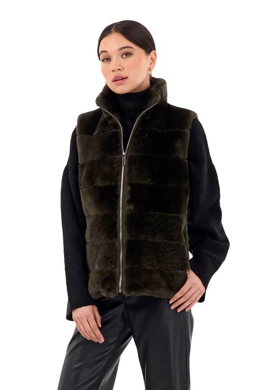 Gorski Horizontal Shearling Lamb Zip Vest With Quilted Back In Black