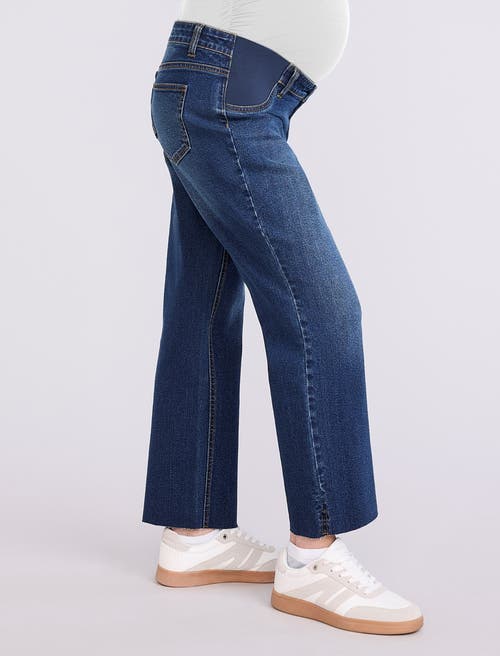 Motherhood Maternity Under The Belly Wide Leg Crop Jeans In Blue