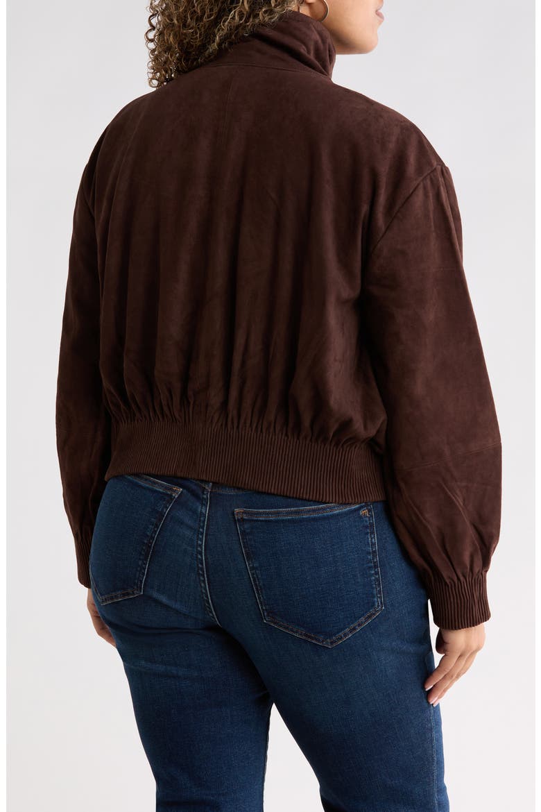 Funnel Neck Suede Bomber Jacket, Alternate, color, BROWN COFFEE