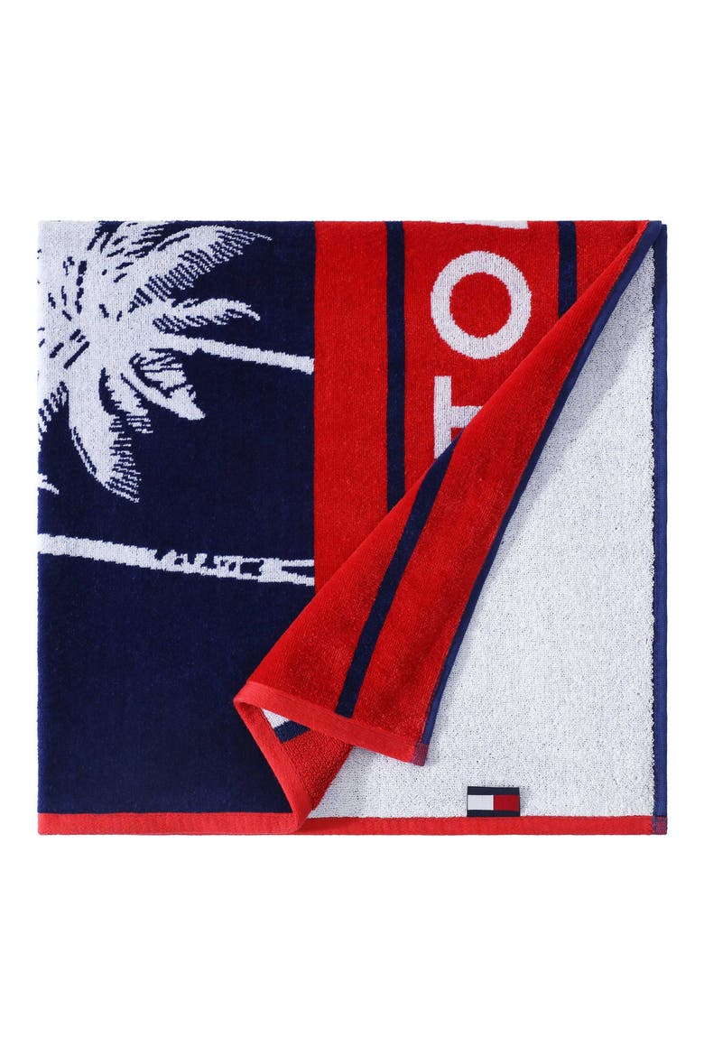 Boulevard Beach Towel, Main, color, MIDNIGHT BLUE/ WHITE/ SCARLET