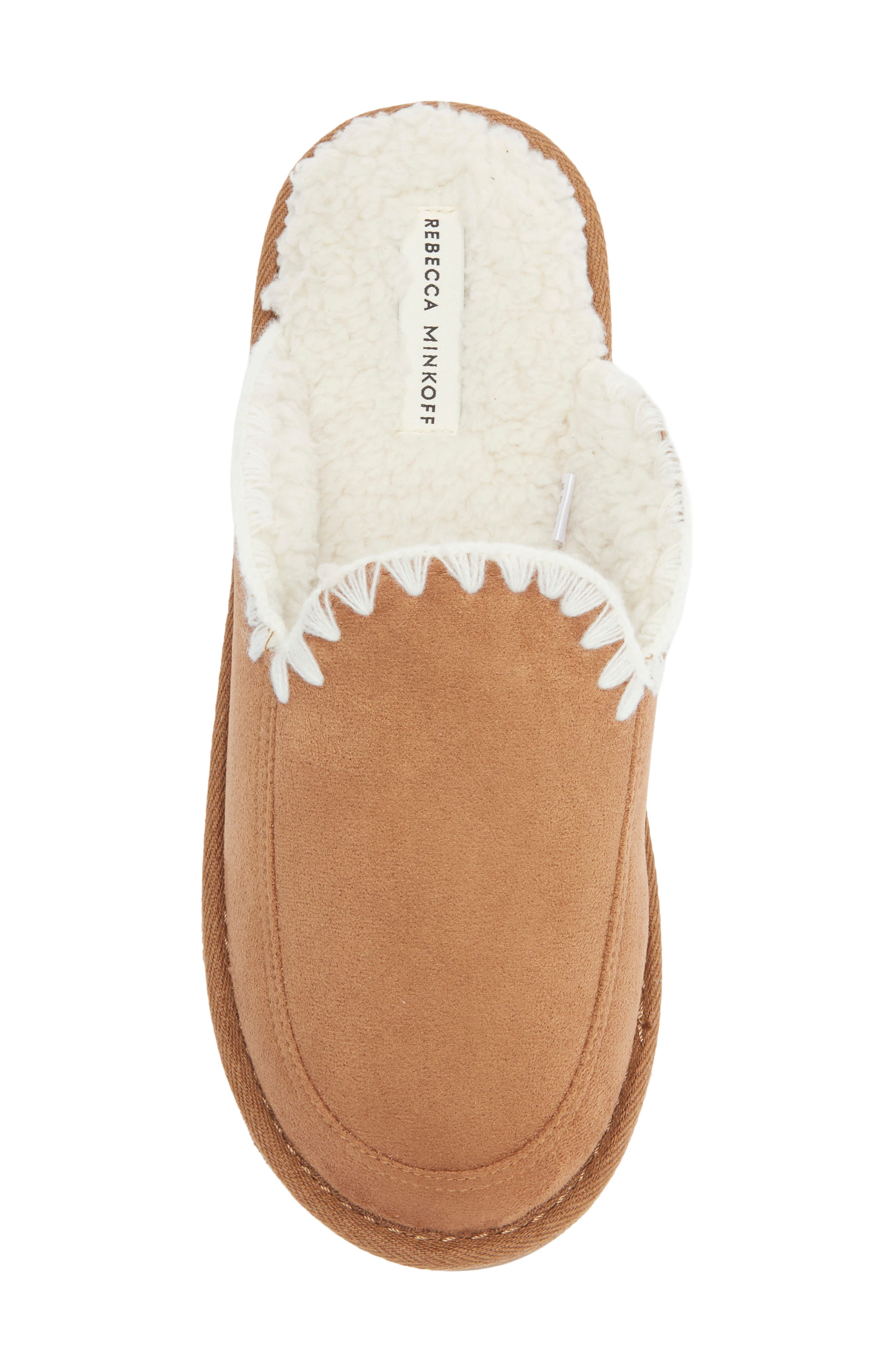 Rebecca Minkoff Blake Faux Shearling Lined Scuff Slipper, Alternate, color, Tan