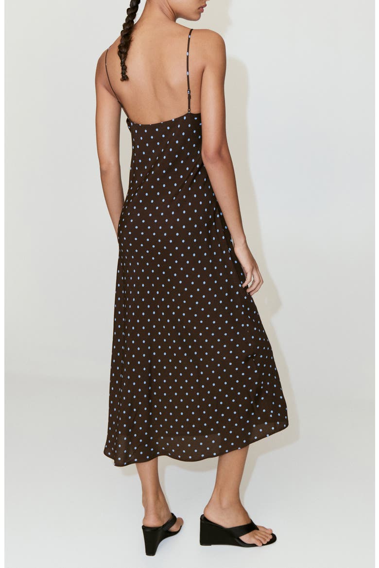 Printed V-Neck Slipdress, Alternate, color, CHOCOLATE