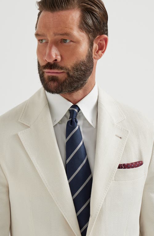 Brunello Cucinelli Striped Silk Necktie In Blue