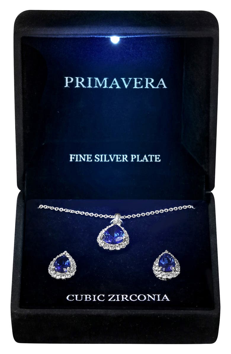 Danecraft CZ Teardrop Pendant Necklace & Earrings Set, Alternate, color,